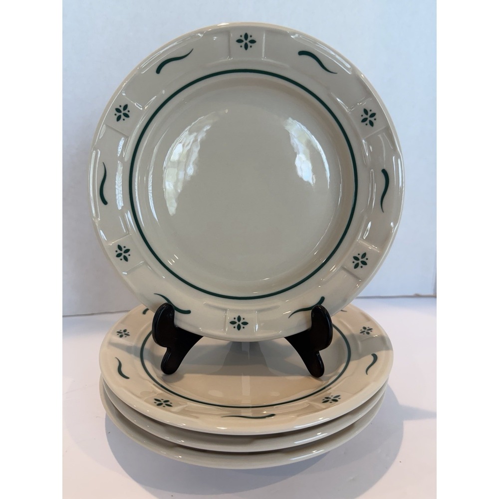 Longaberger Woven Heritage Green Set Of 4 Bread & Butter Plates 7" - Picture 3 of 4